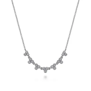 14K White Gold Diamond Droplet Link Necklace