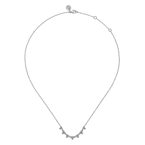 14K White Gold Diamond Droplet Link Necklace