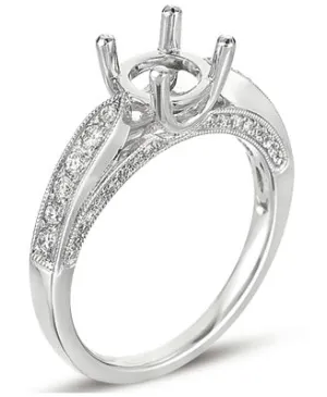 14K White Gold Diamond Engagement Ring (Semi-Mount)