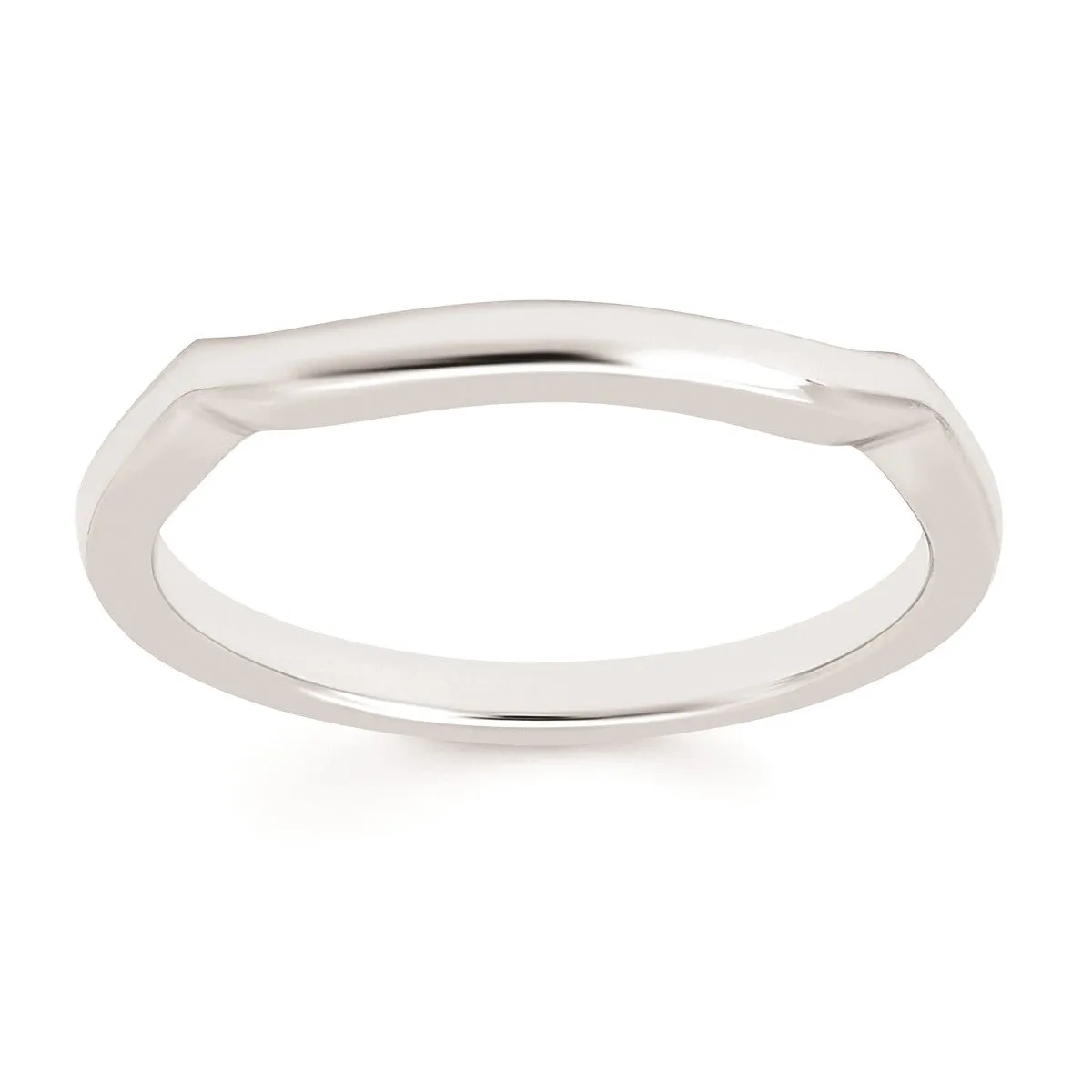 14K White Gold Diamond Wedding Band- Shadow Band