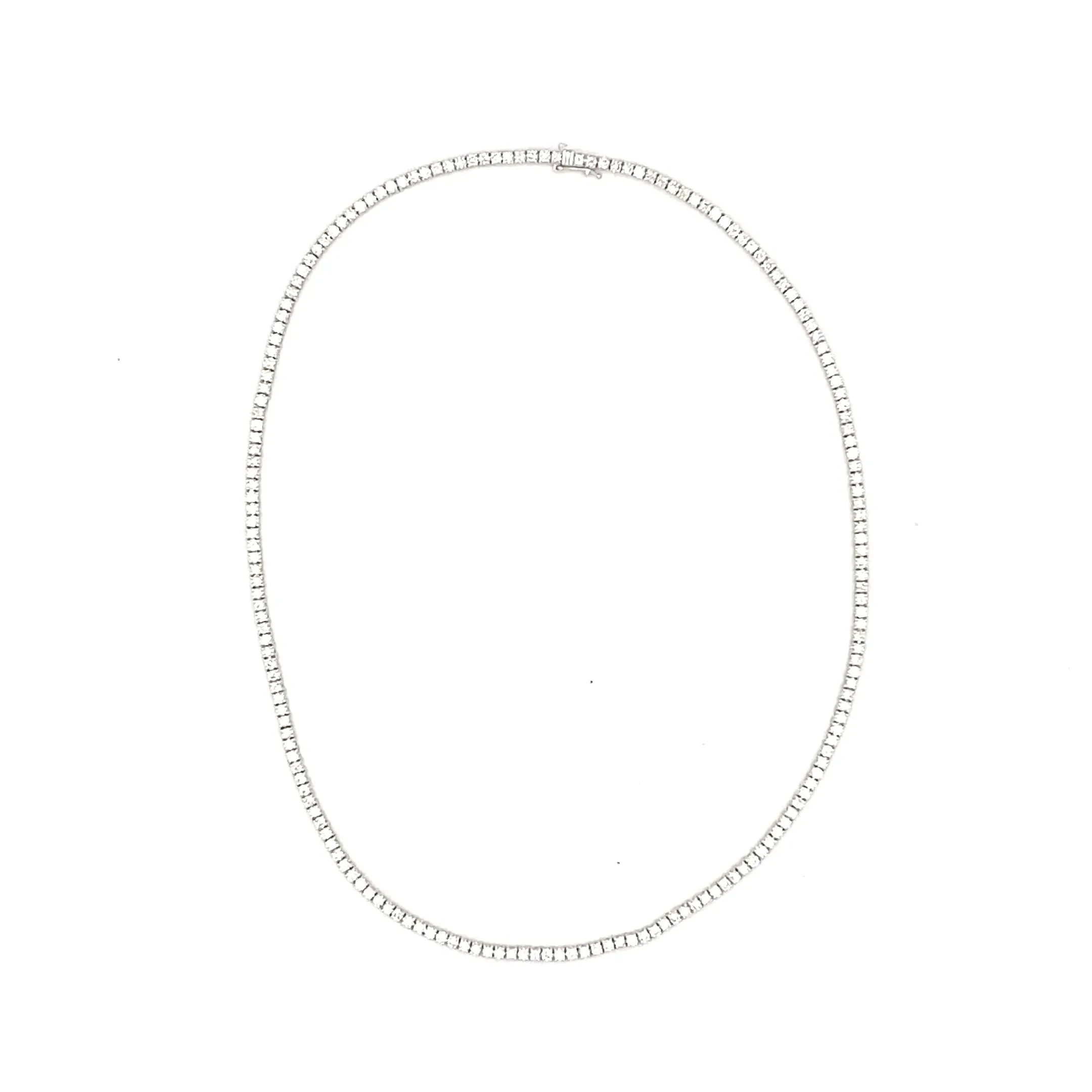 14K White Gold Tennis Necklace - 7.60ct