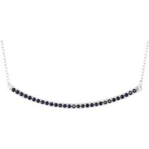 14K White Natural Blue Sapphire Bar 16-18" Necklace