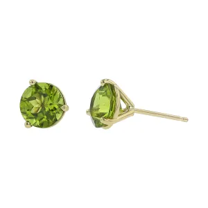 14K Yellow Gold Peridot Stud Earrings