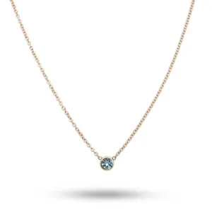 14k Yellow Gold Yellow Gold Bezel Set Aquamarine Necklace