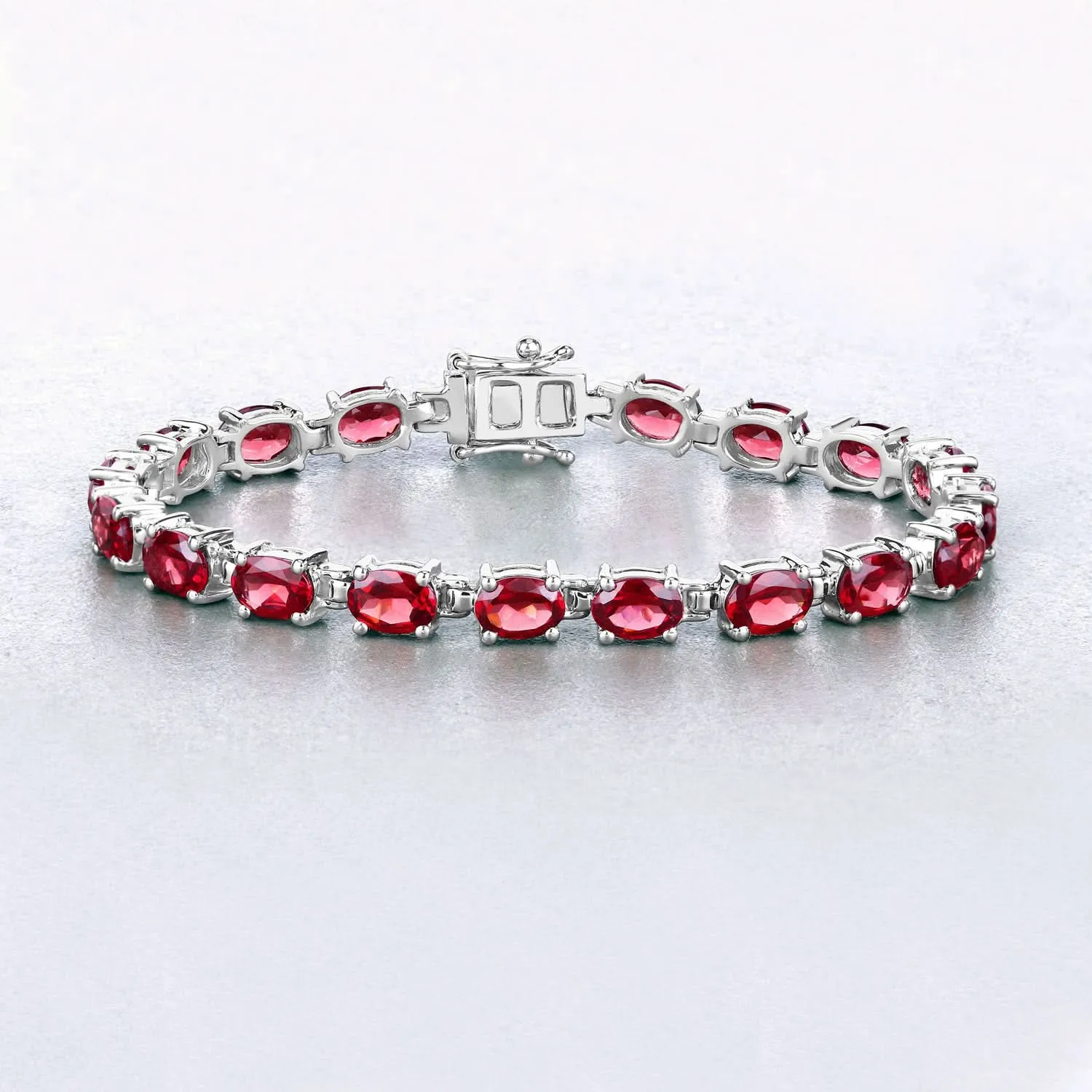 15.30 Carat Genuine Garnet .925 Sterling Silver Bracelet