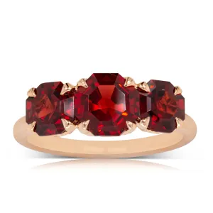 18ct Rose Gold Three Stone Garnet Octavia Ring