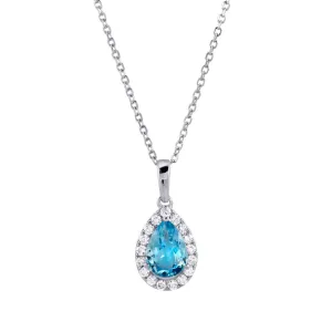 18ct White Gold 0.88ct Aquamarine and 0.19ct Diamond Necklace