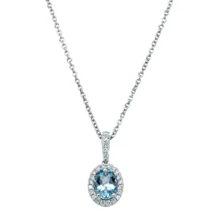 18ct White Gold  Aquamarine & Diamond Mini Sierra Pendant