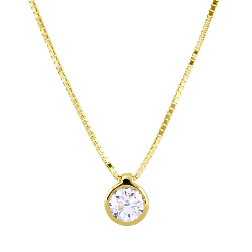 18ct Yellow Gold Bezel Set 0.16ct Diamond Necklace KMI3585YR5J