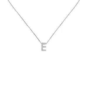 18k Gold Initial Letter "E" Diamond Pandent   Necklace