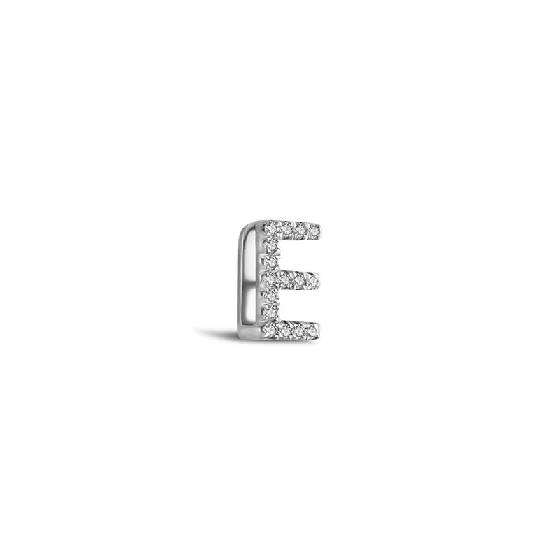 18k Gold Initial Letter "E" Diamond Pandent   Necklace