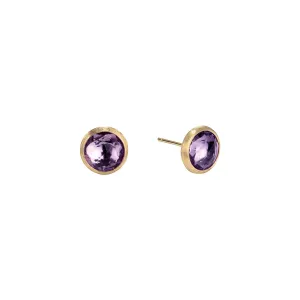 18K Yellow Gold Amethyst Stud Earrings