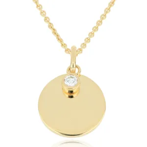 18k Yellow Gold Engravable Diamond Necklace