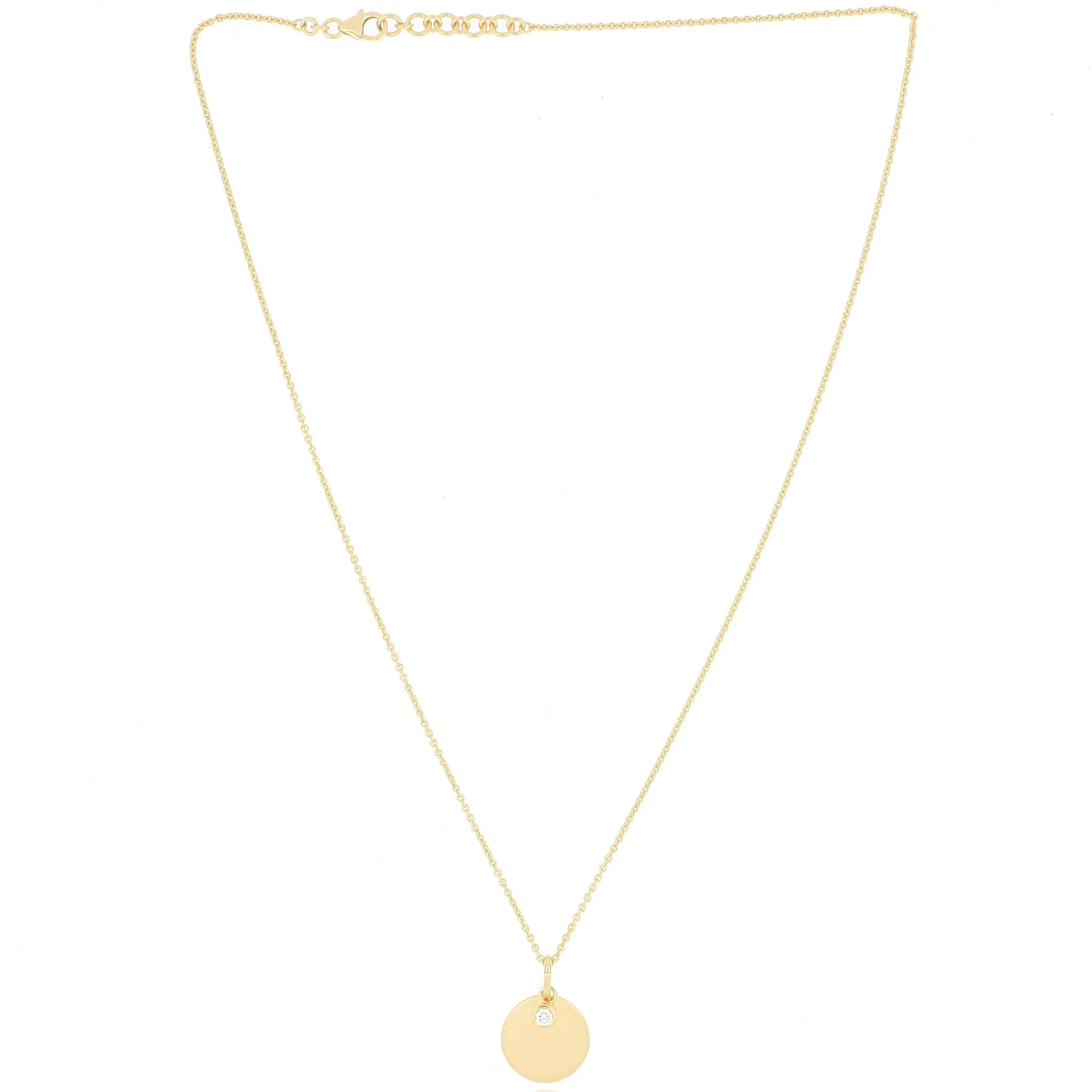 18k Yellow Gold Engravable Diamond Necklace