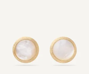 18K Yellow Gold Mother of Pearl Stud Earrings