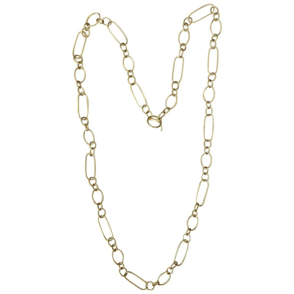 18kt Gold cable and oval link chain necklace with lobster clasp