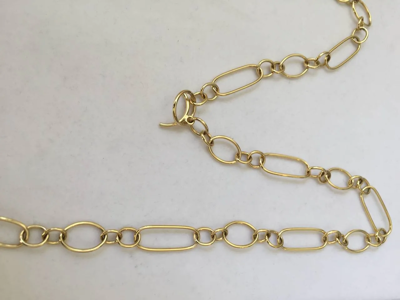 18kt Gold cable and oval link chain necklace with lobster clasp