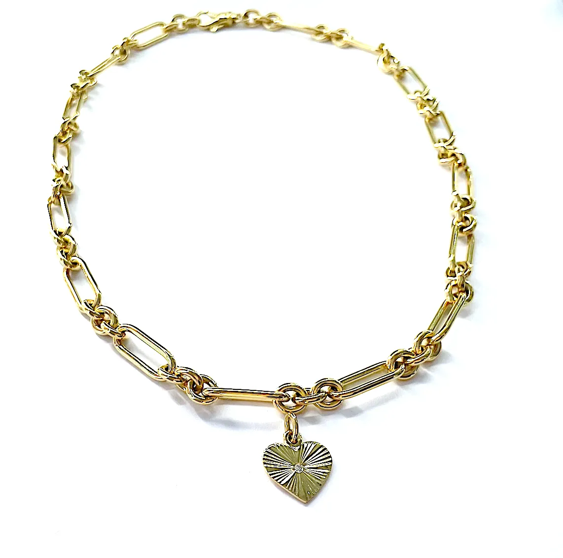 18kt Gold cable and oval link chain necklace with lobster clasp