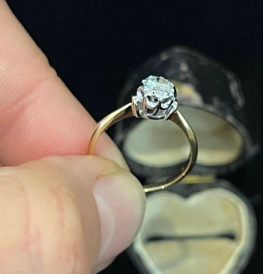 1950s Solitaire Brilliant Cut Diamond Ring