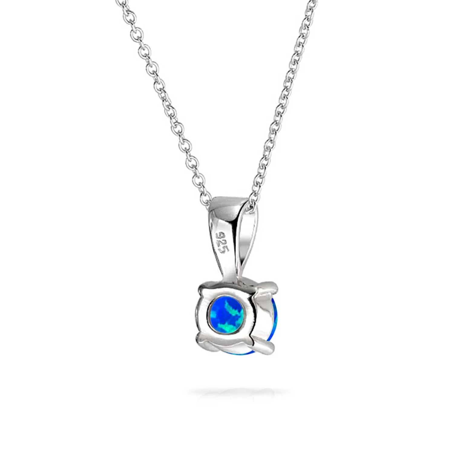 1CT Solitaire Created Opal Pendant Necklace Rose Gold Sterling Silver