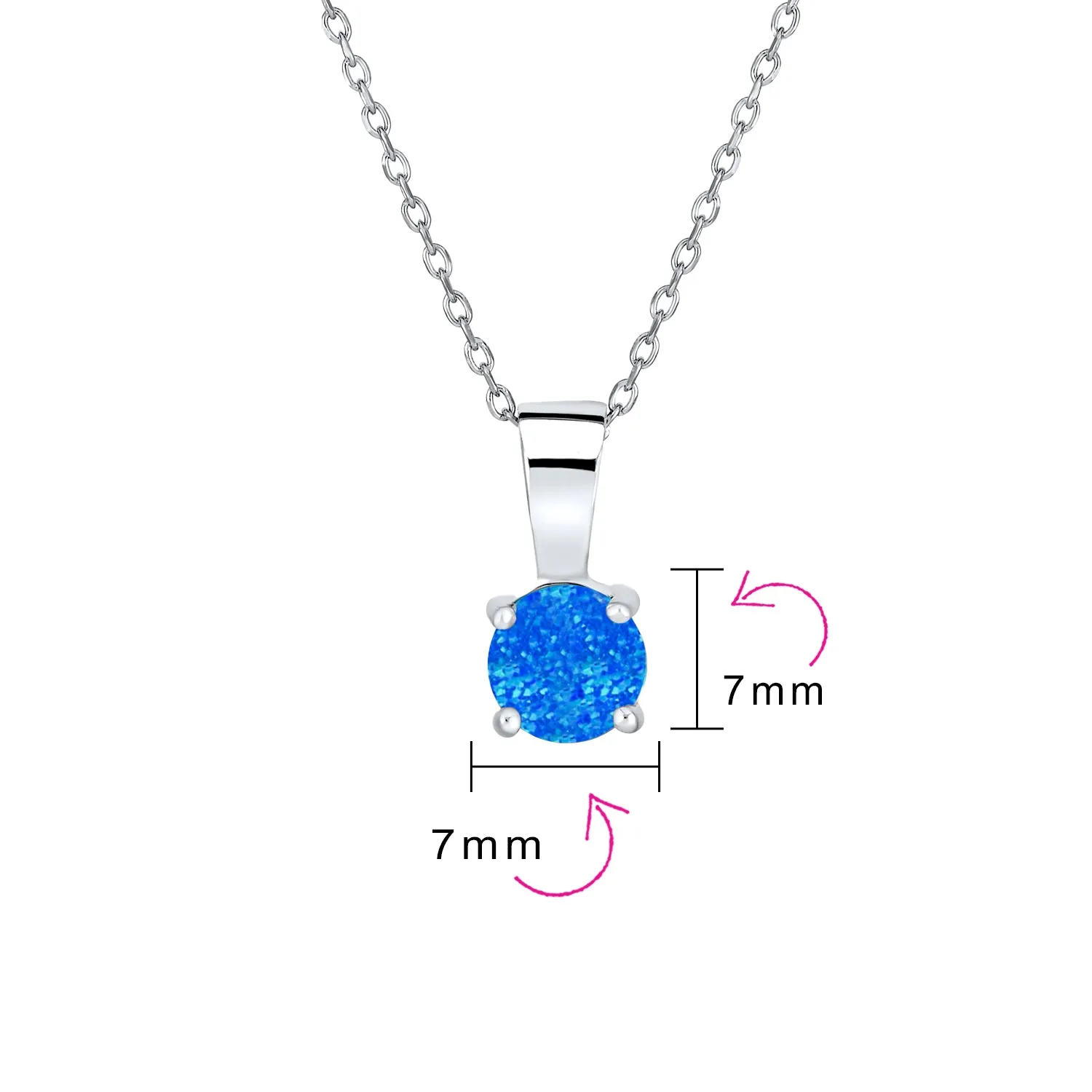 1CT Solitaire Created Opal Pendant Necklace Rose Gold Sterling Silver