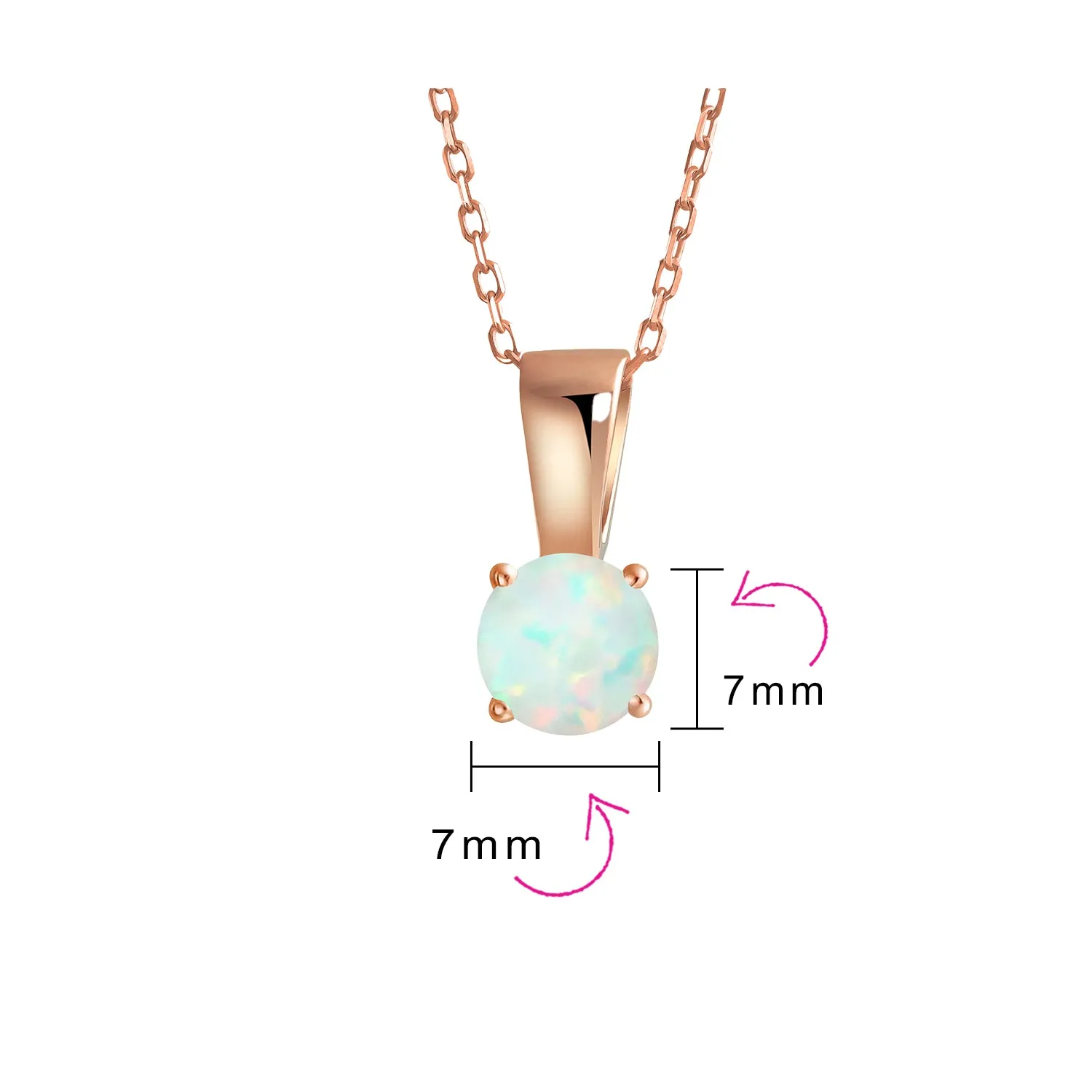 1CT Solitaire Created Opal Pendant Necklace Rose Gold Sterling Silver