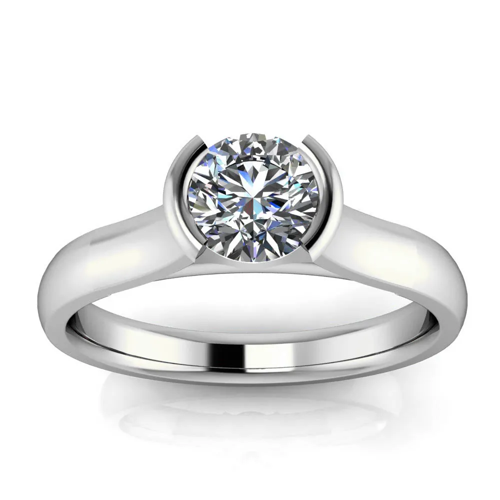 2 Carat Half Bezel Engagement Ring - Franca