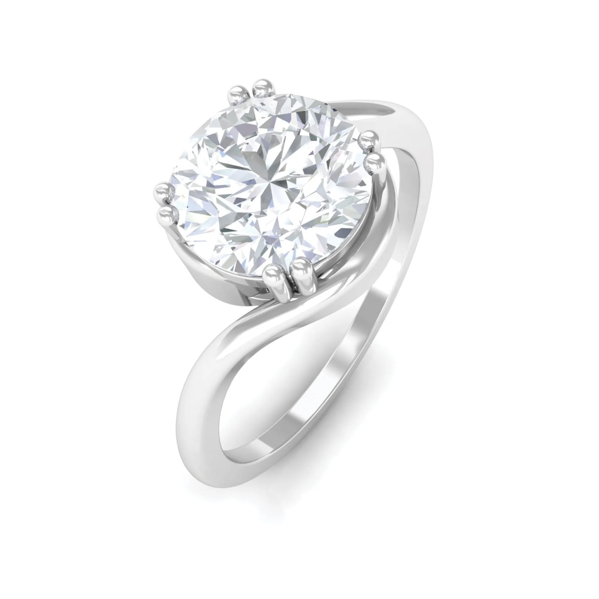 2 CT Round Moissanite Bypass Engagement Ring in Gold