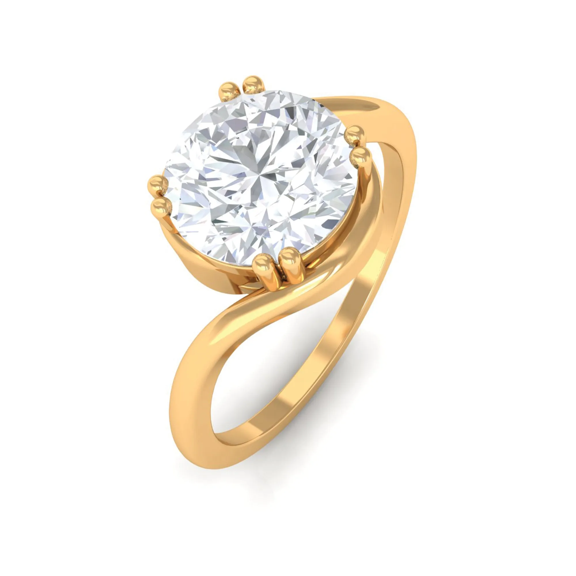 2 CT Round Moissanite Bypass Engagement Ring in Gold