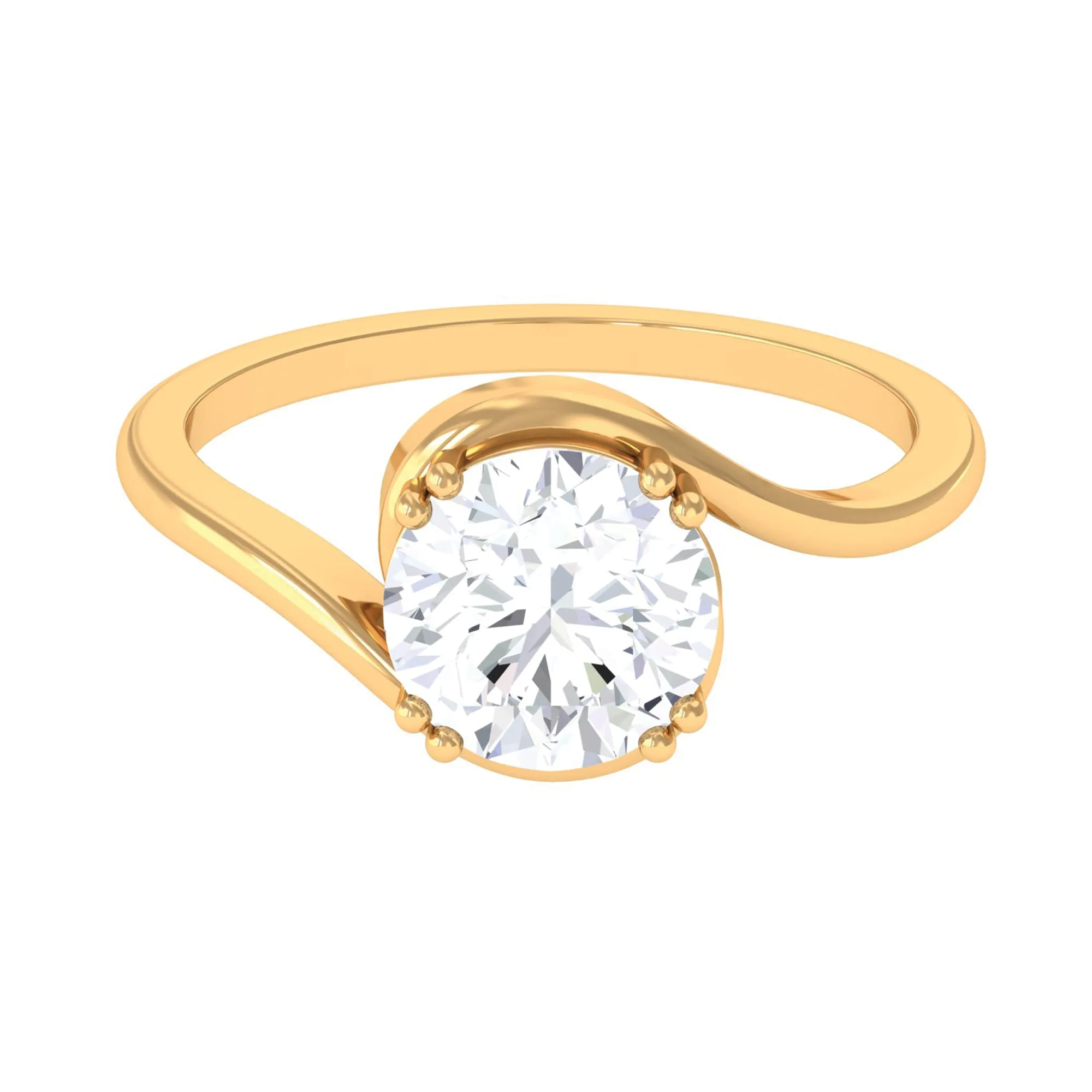 2 CT Round Moissanite Bypass Engagement Ring in Gold