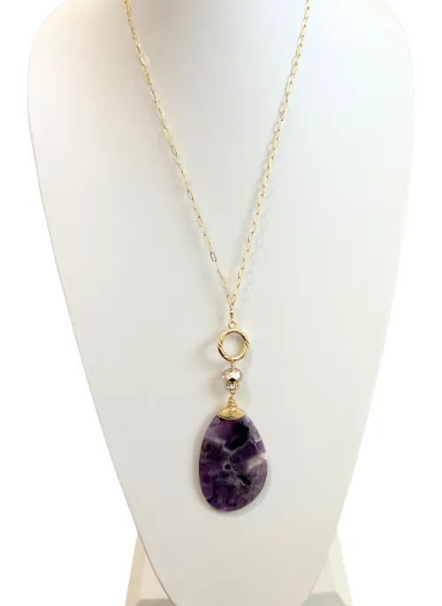 2 Way Amethyst Gold Necklace