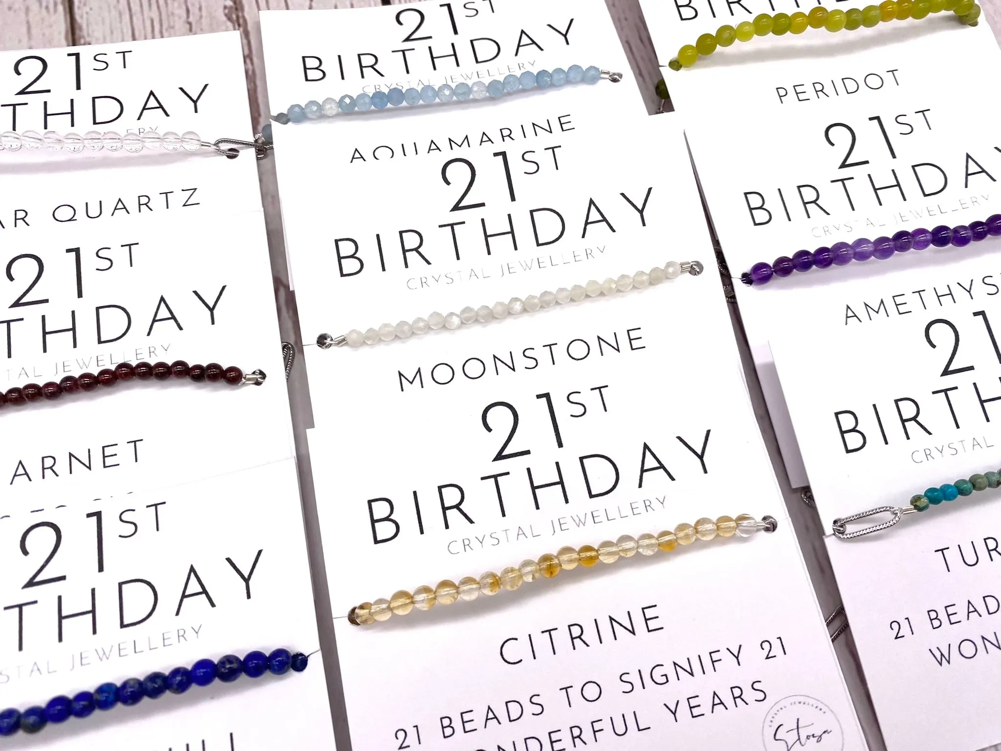 21st Birthday Bracelet - with Natural Crystals and a Paper Clip Chain