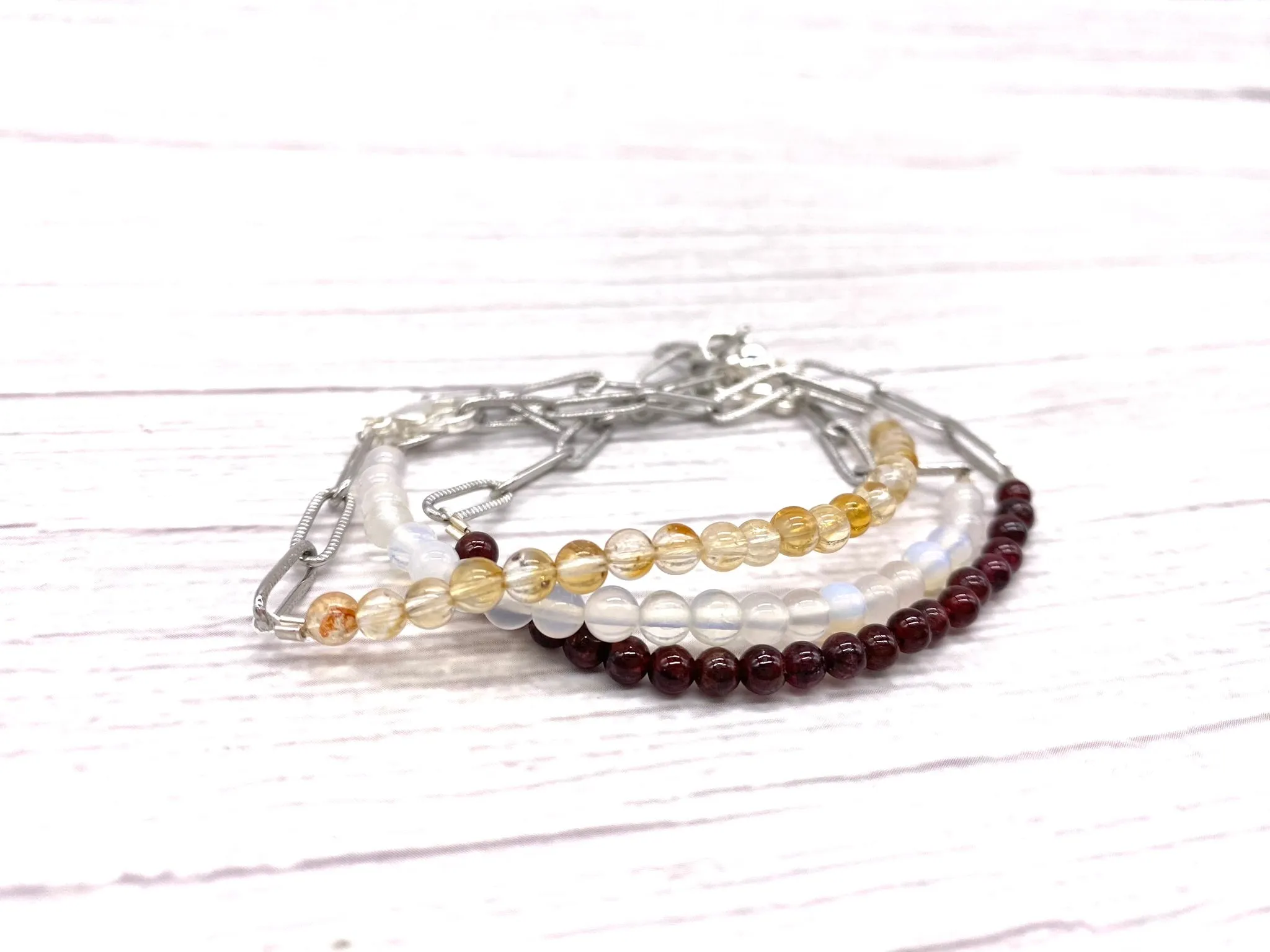 21st Birthday Bracelet - with Natural Crystals and a Paper Clip Chain