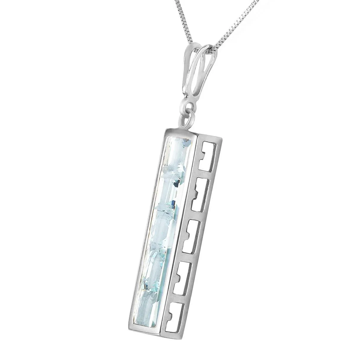 2.25 Carat 14K Solid White Gold Labor Of Love Aquamarine Necklace