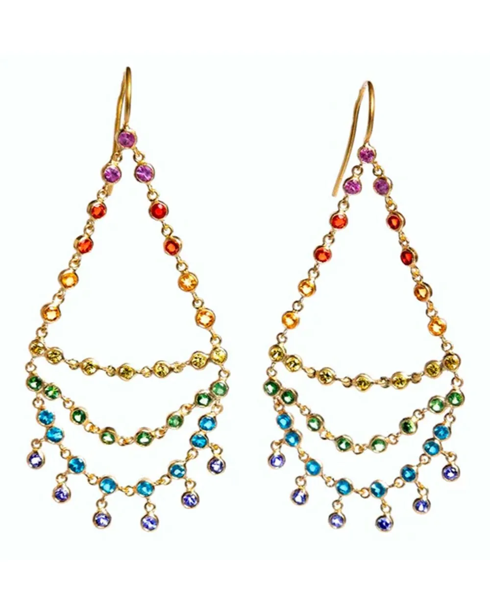 22k Yellow Gold Emilie Rainbow Dancing Earrings