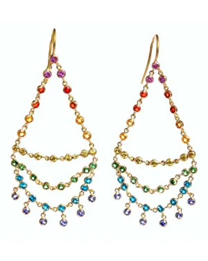 22k Yellow Gold Emilie Rainbow Dancing Earrings