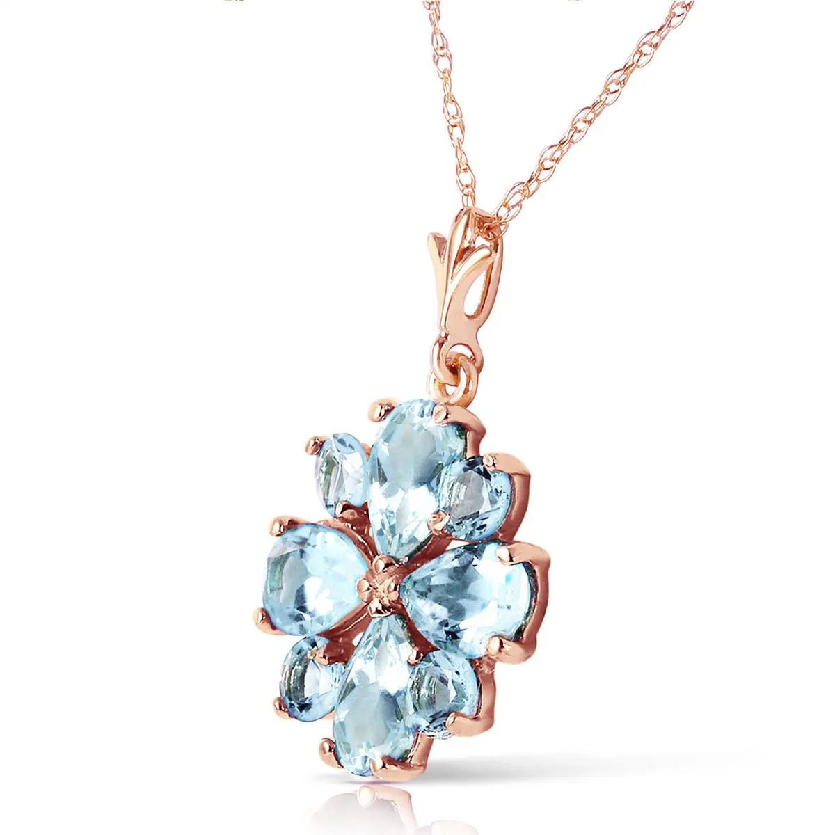 2.43 Carat 14K Solid Rose Gold Passion Aquamarine Necklace