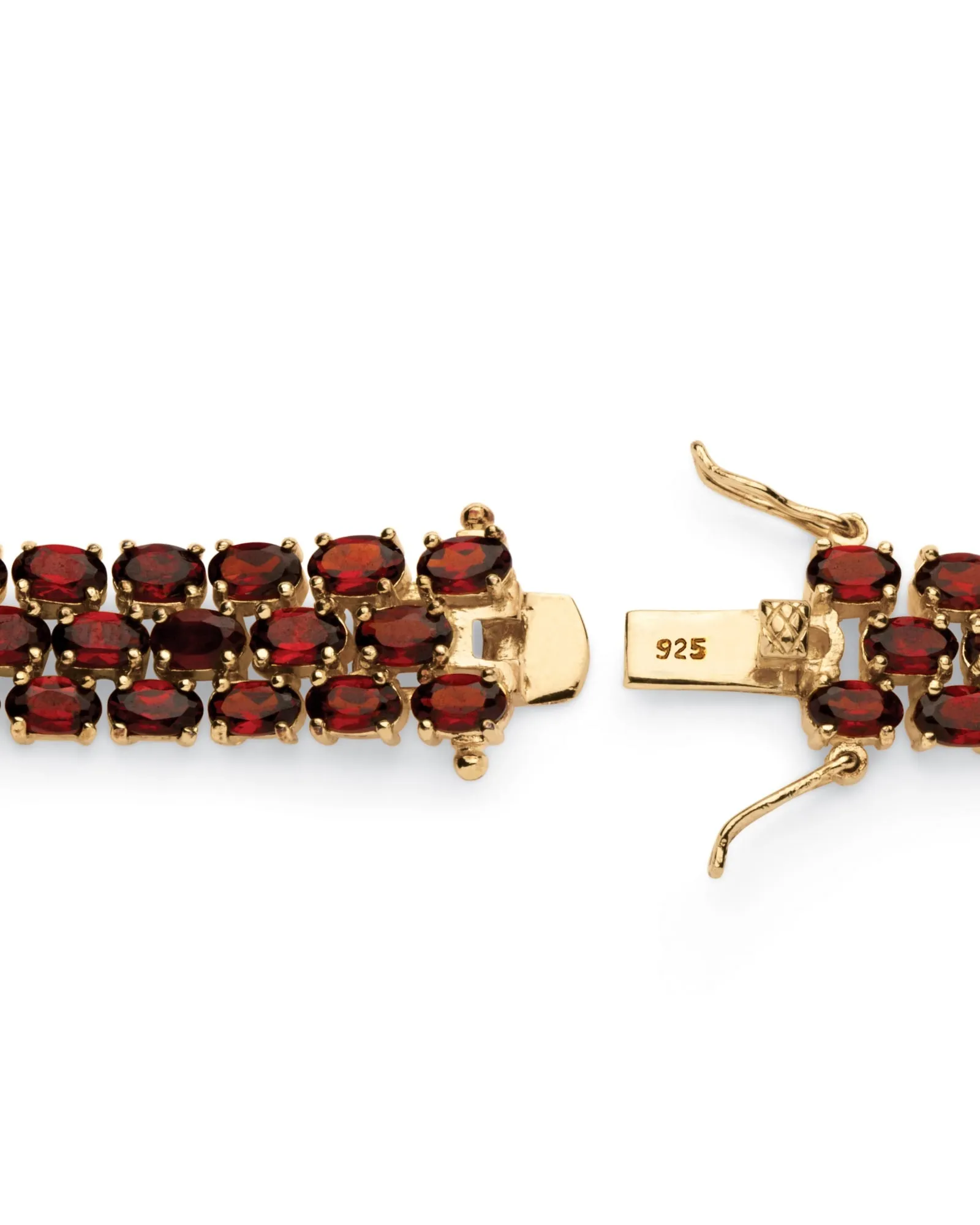 25 TCW Oval-Cut Garnet Tennis Bracelet 14k Gold-plated Sterling Silver | Red