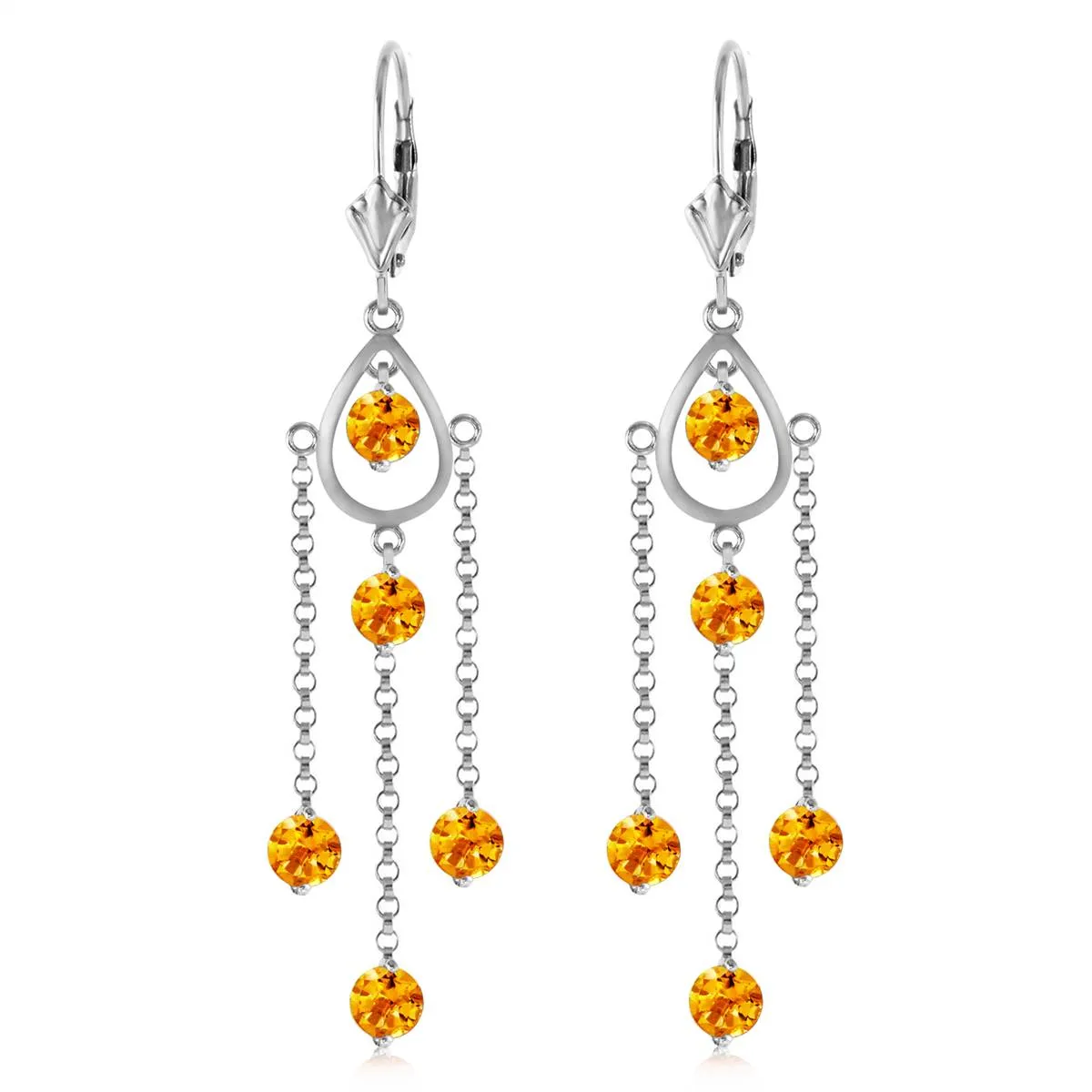 3 Carat 14K Solid White Gold Walking In The Sand Citrine Earrings