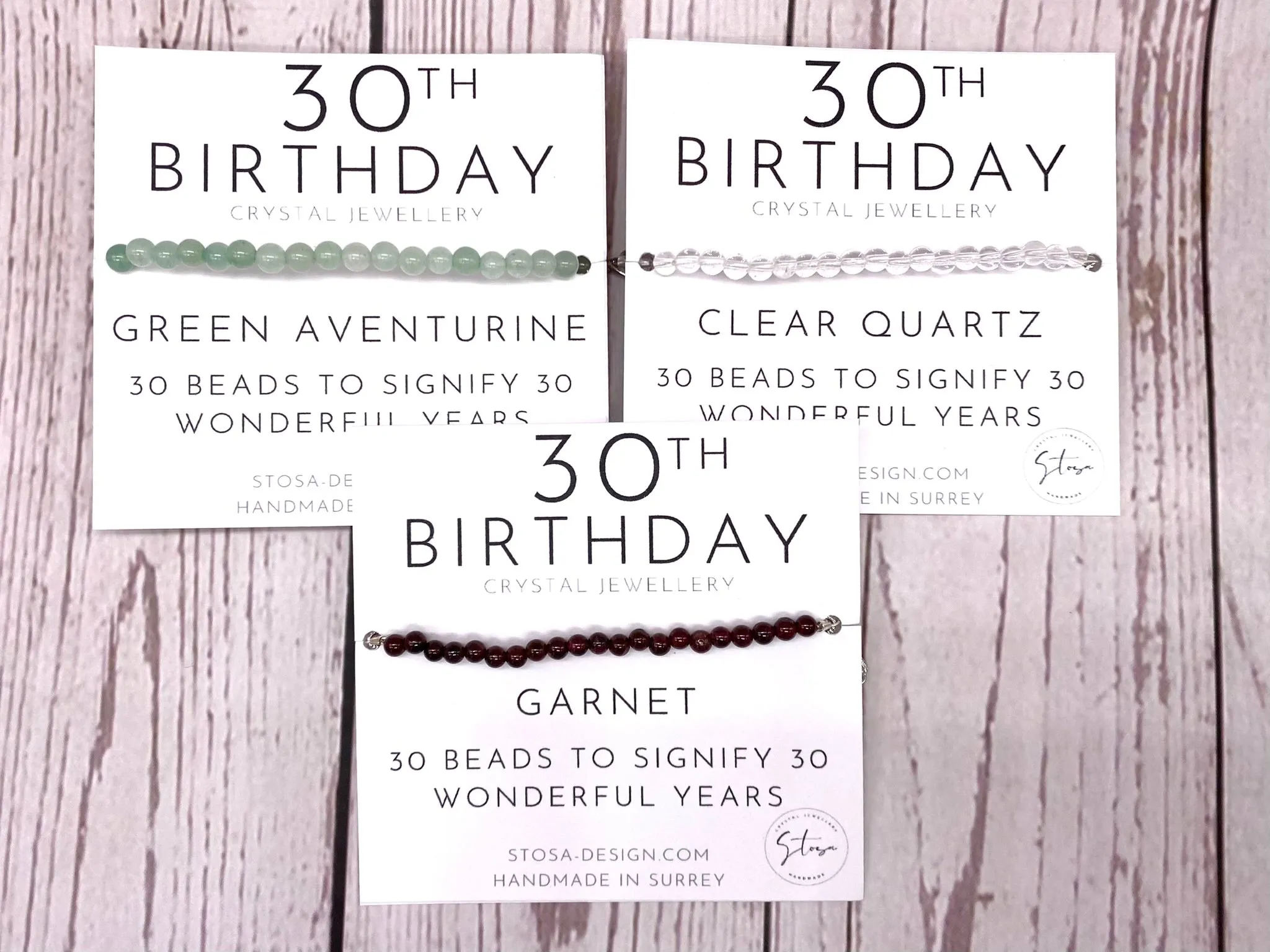 30th Birthday Bracelet Wrap - with Natural Crystals and a Paper Clip Chain