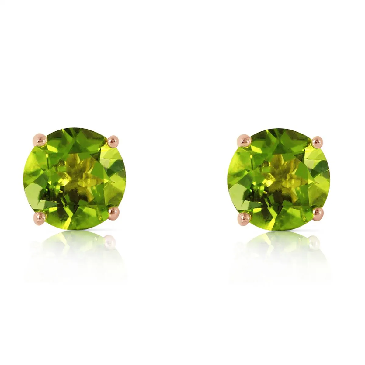 3.1 Carat 14K Solid Rose Gold Stud Earrings Natural Peridot