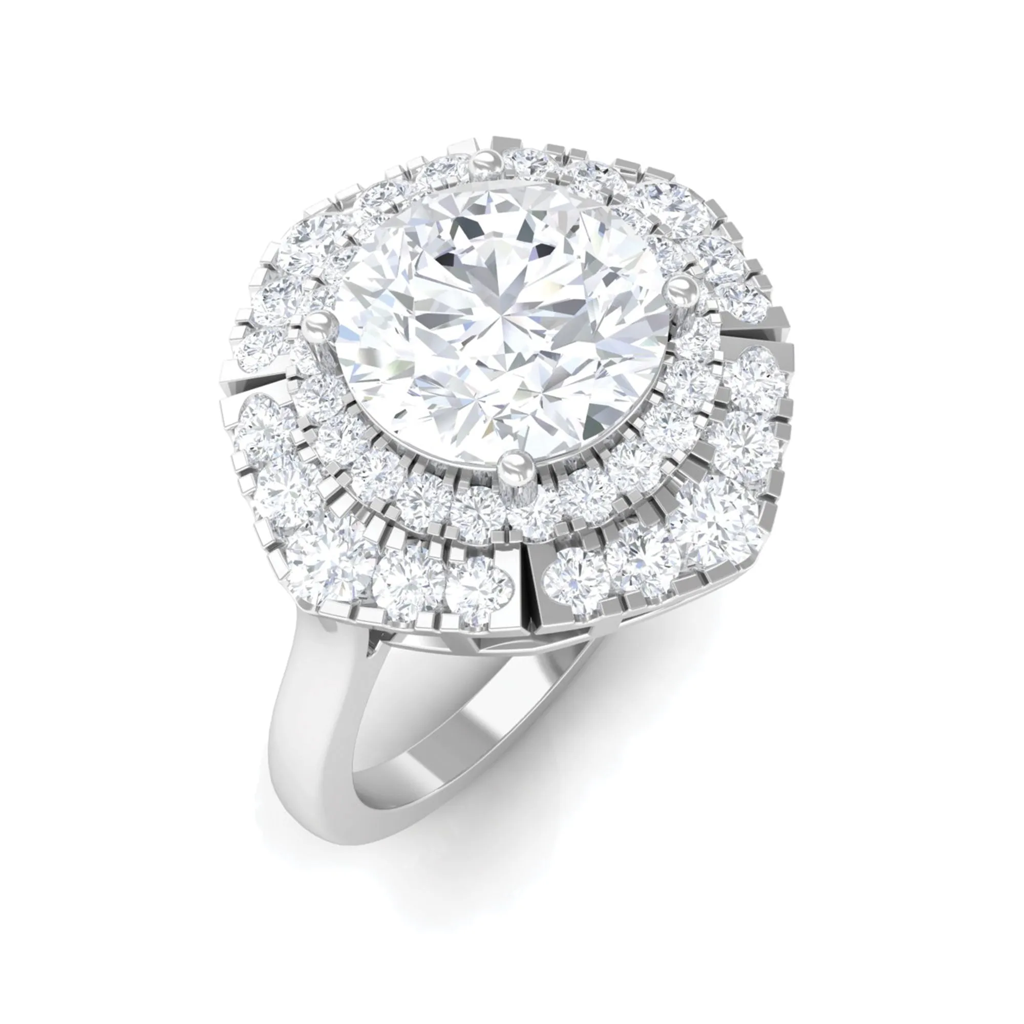 3.25 CT Vintage Inspired Moissanite Engagement Ring with Double Halo