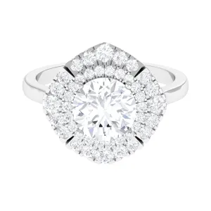 3.25 CT Vintage Inspired Moissanite Engagement Ring with Double Halo