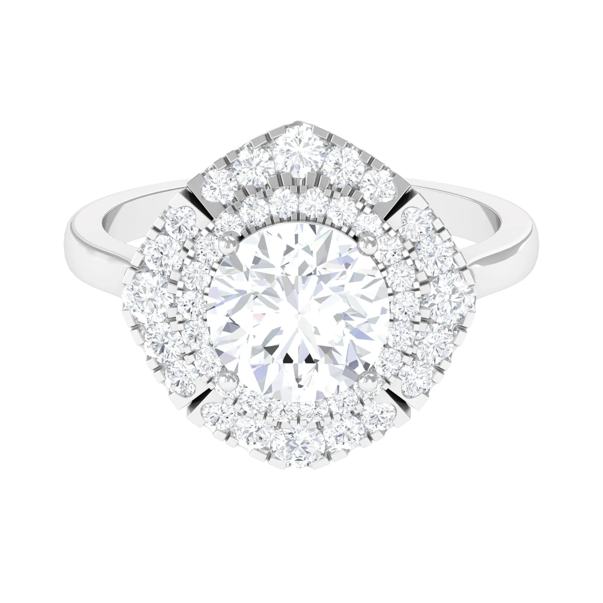 3.25 CT Vintage Inspired Moissanite Engagement Ring with Double Halo