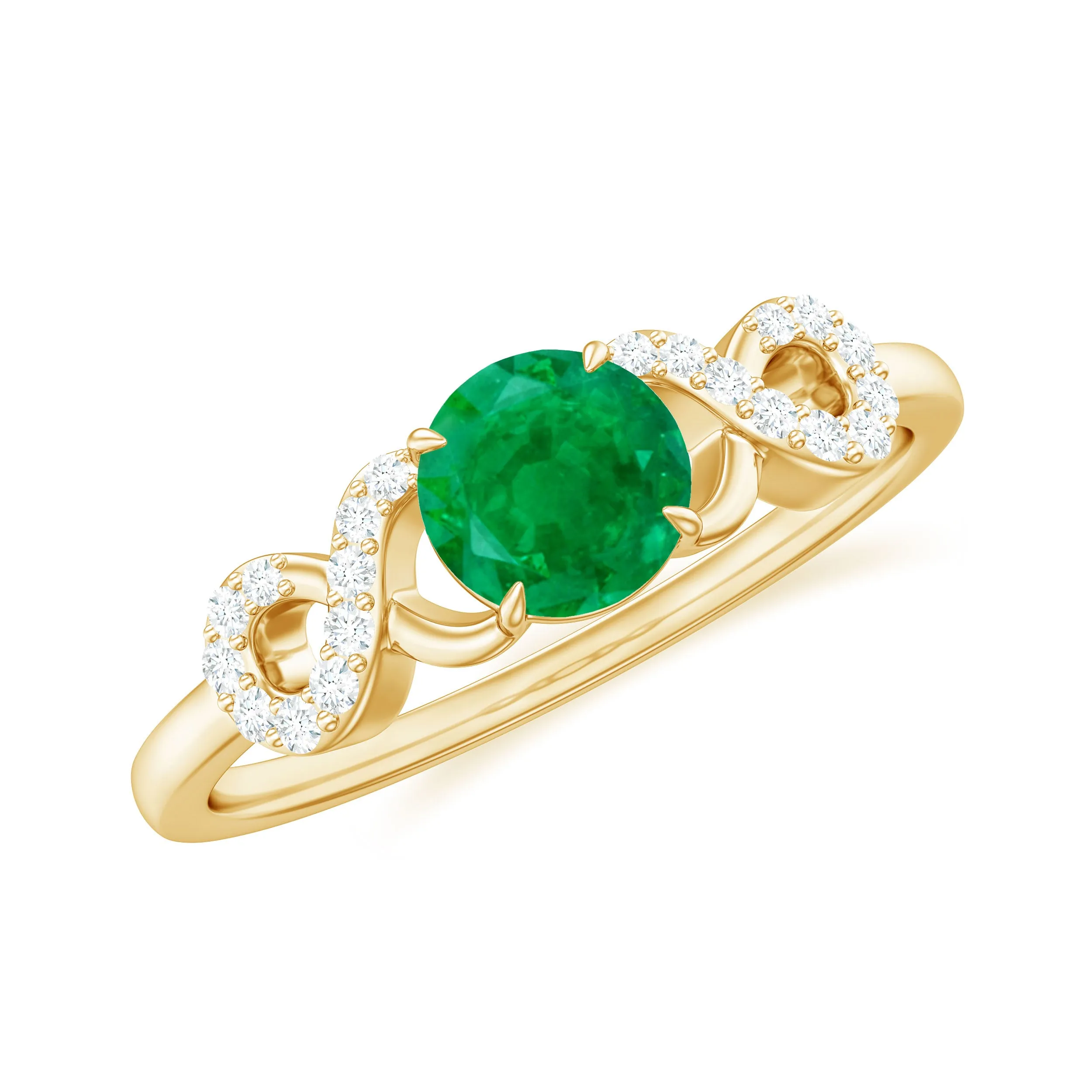 3/4 CT Round Emerald Infinity Engagement Ring with Diamond