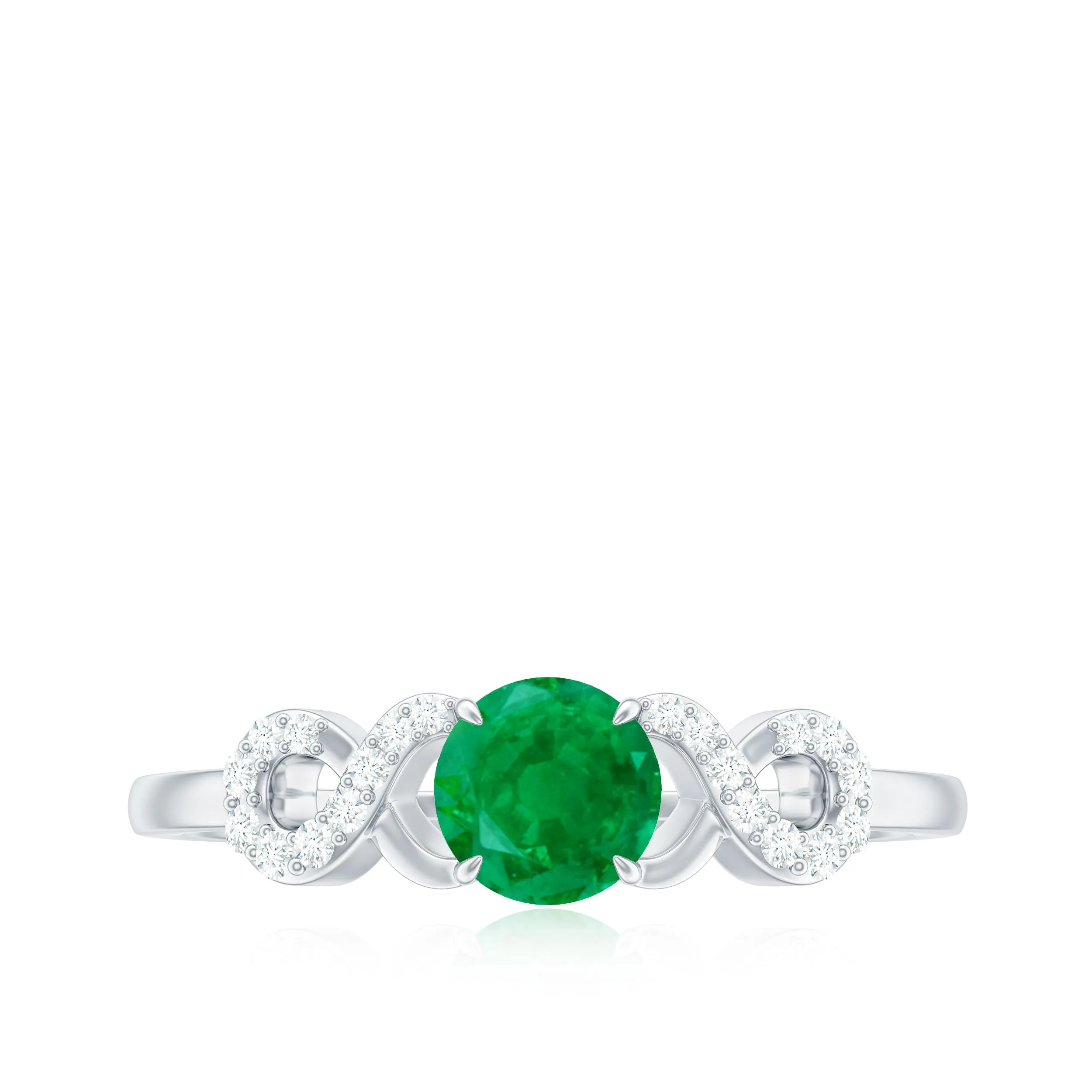 3/4 CT Round Emerald Infinity Engagement Ring with Diamond