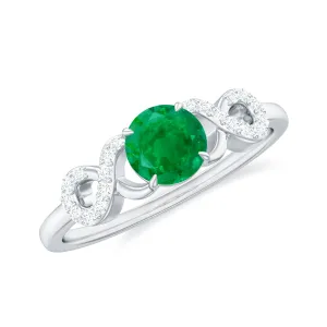 3/4 CT Round Emerald Infinity Engagement Ring with Diamond