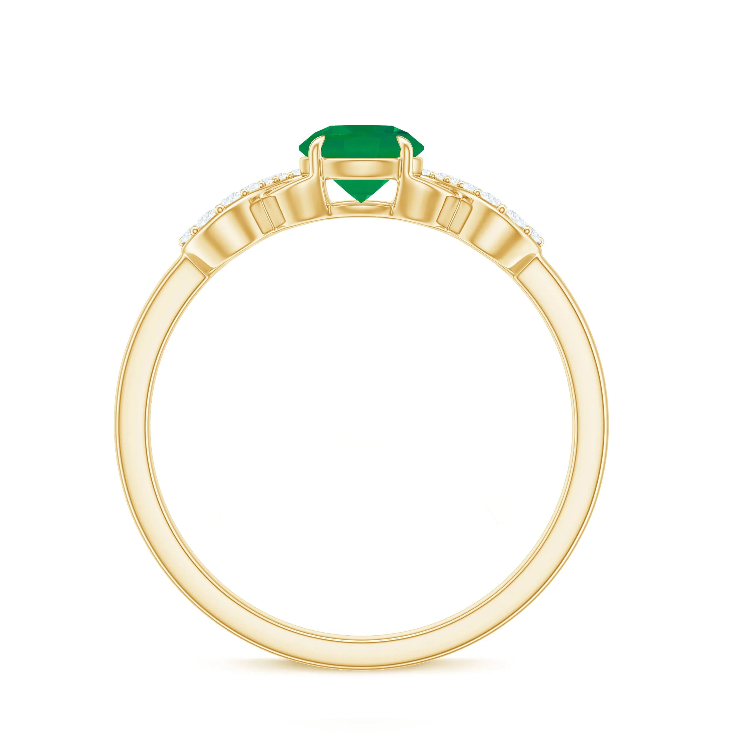 3/4 CT Round Emerald Infinity Engagement Ring with Diamond