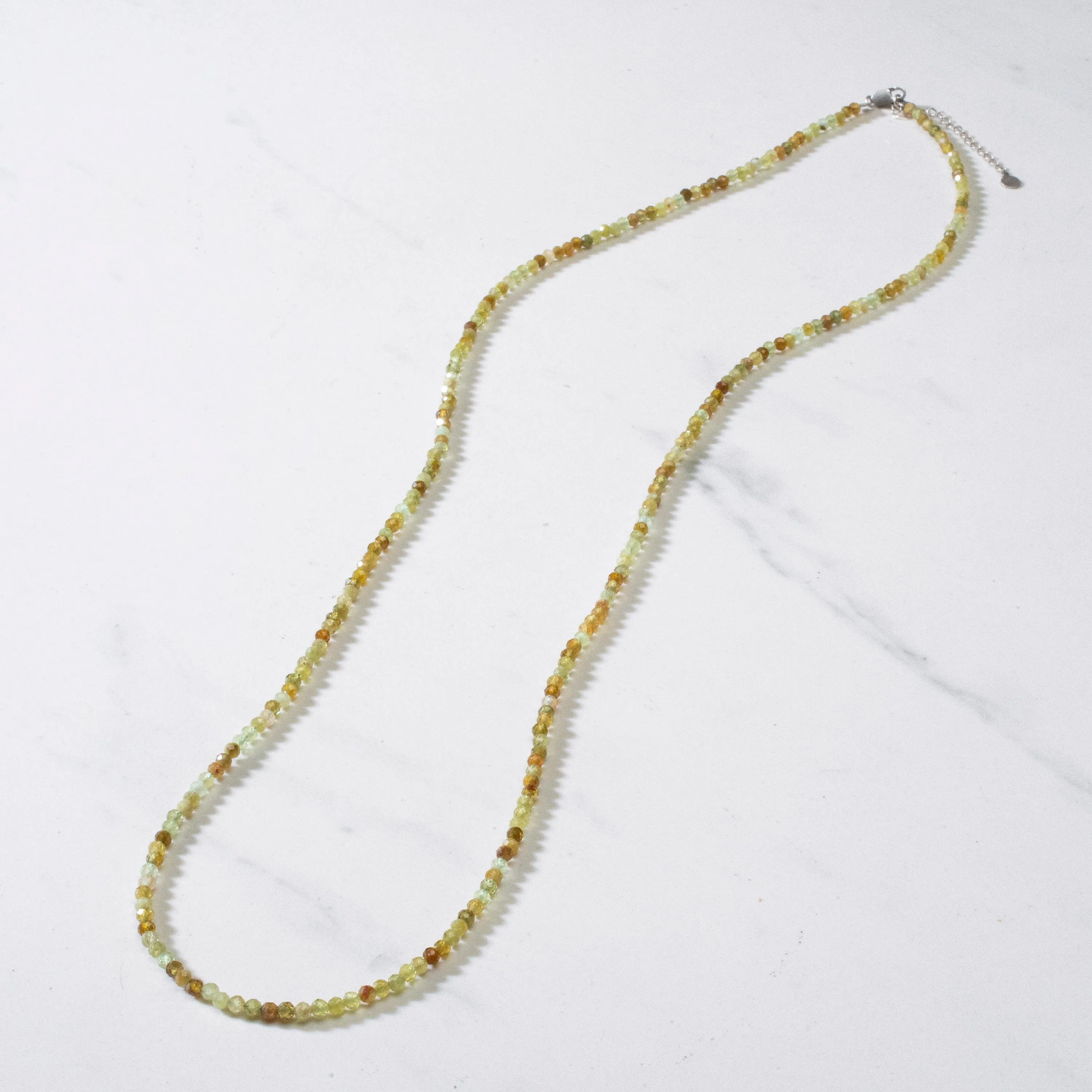 3mm Green Garnet Faceted 31" Necklace / Multi Wrap Bracelet