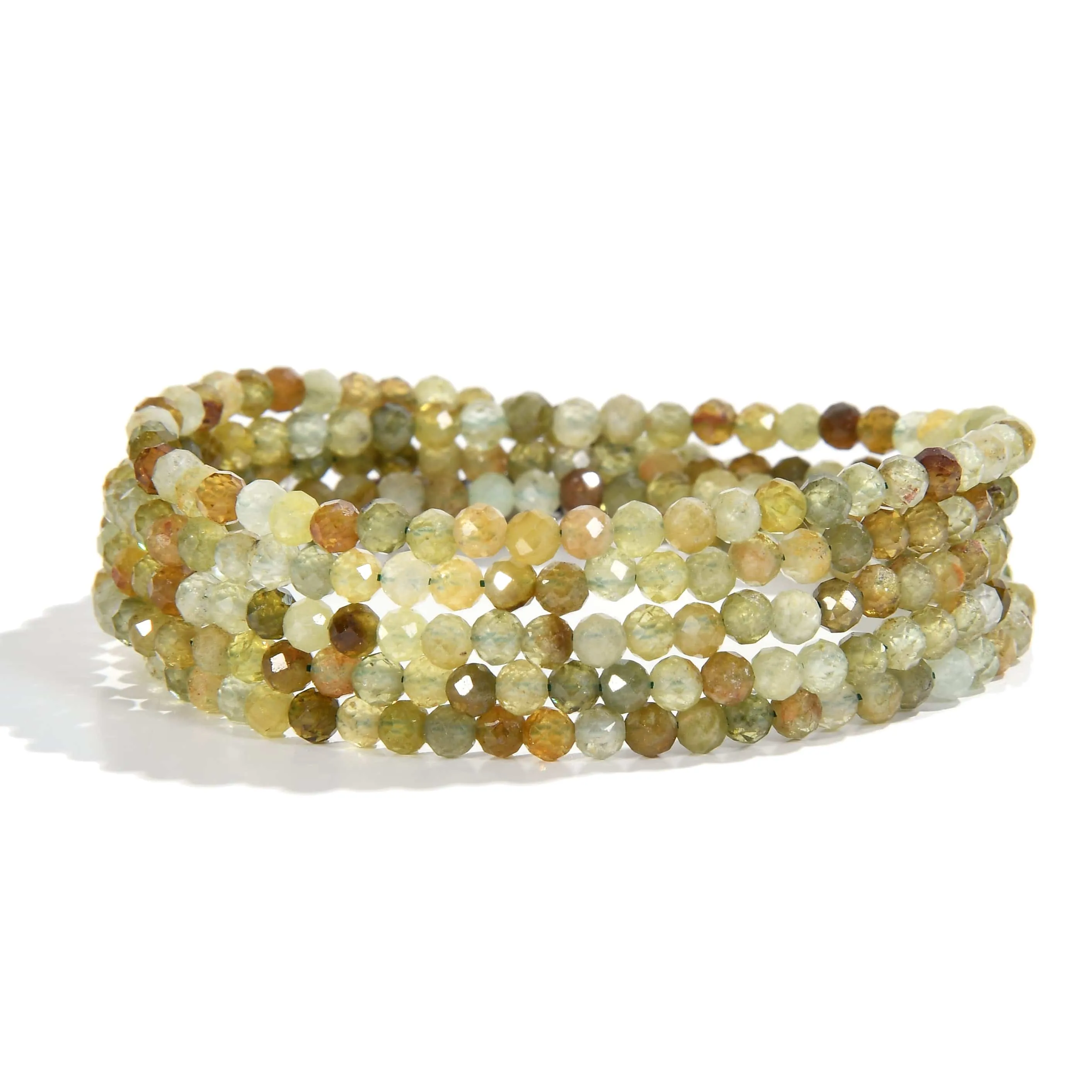 3mm Green Garnet Faceted 31" Necklace / Multi Wrap Bracelet